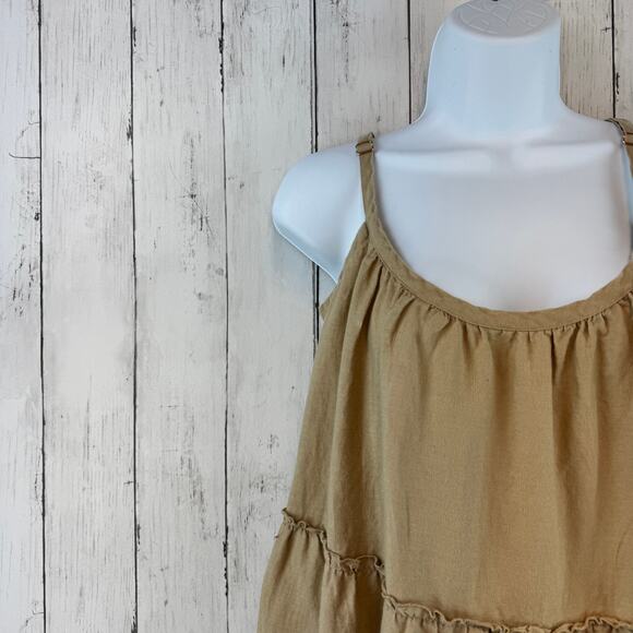 Anthropologie Eberjey Tan Linen Kesia Tiered Sleeveless Maxi Dress Size Medium - Picture 6 of 15